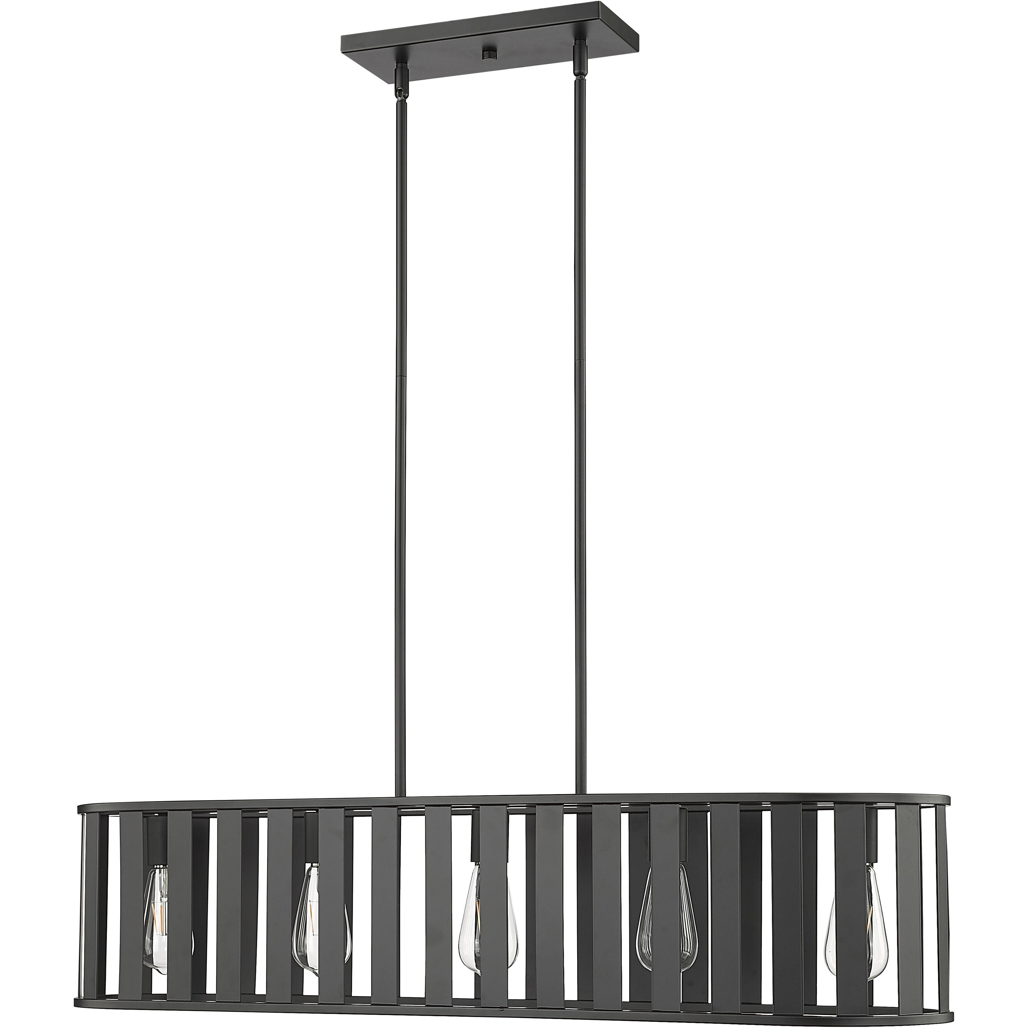 Stella 5 Light 38.75 inch Matte Black Linear Chandelier Ceiling Light